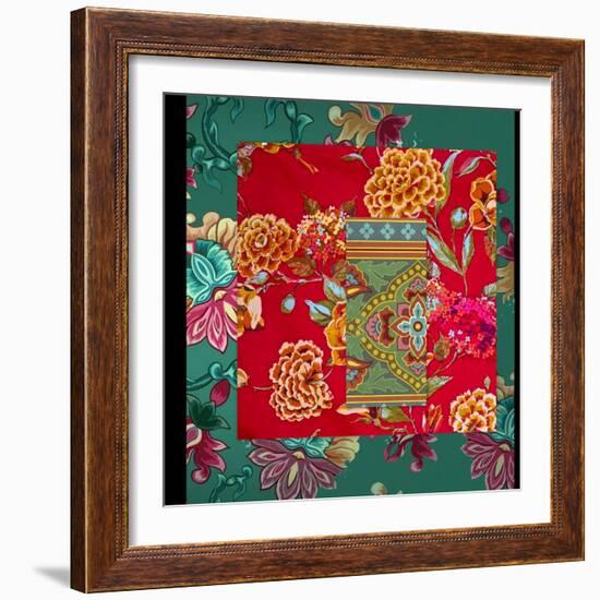 MIXED FLORAL COLLAGE-Linda Arthurs-Framed Giclee Print