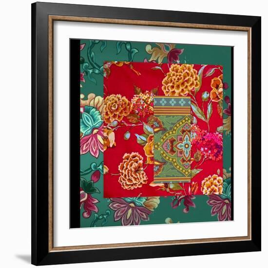 MIXED FLORAL COLLAGE-Linda Arthurs-Framed Giclee Print