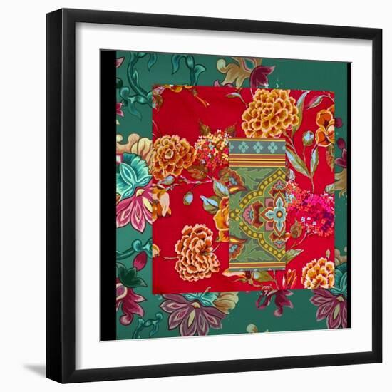 MIXED FLORAL COLLAGE-Linda Arthurs-Framed Giclee Print