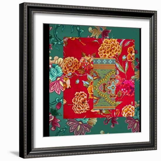 MIXED FLORAL COLLAGE-Linda Arthurs-Framed Giclee Print