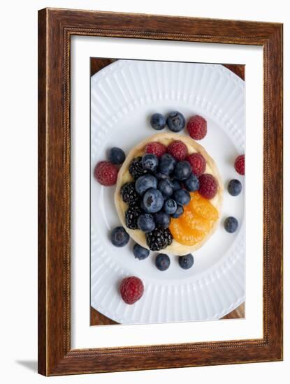 Mixed Fruit Tart Including Blueberries And Raspberries With Madarins On A Custard Filling-Shea Evans-Framed Photographic Print