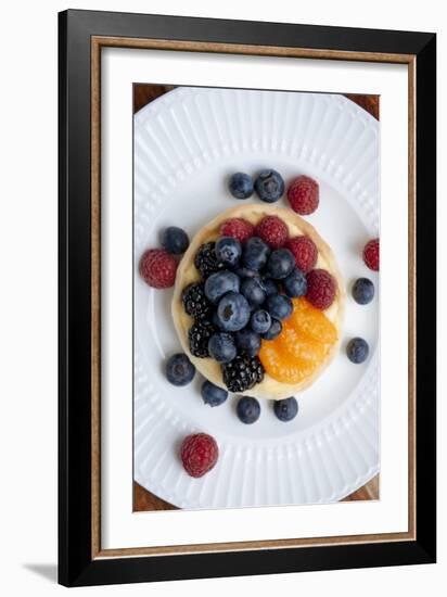 Mixed Fruit Tart Including Blueberries And Raspberries With Madarins On A Custard Filling-Shea Evans-Framed Photographic Print