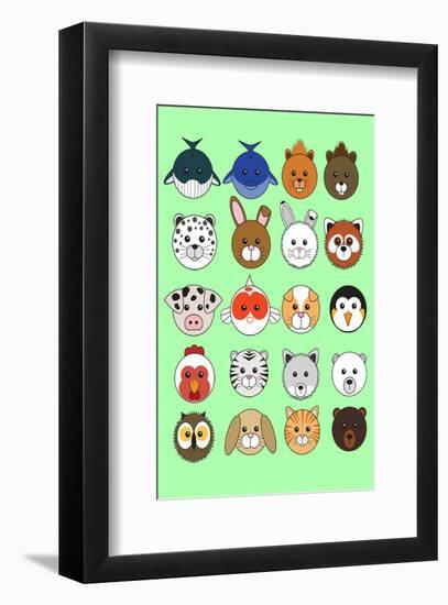 Mixed Lime Green - Animaru Cartoon Animal Print-Animaru-Framed Giclee Print