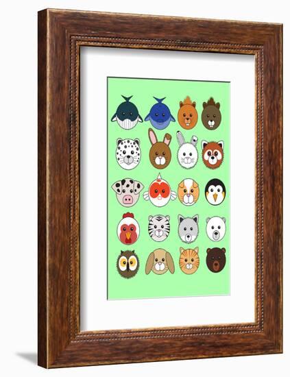 Mixed Lime Green - Animaru Cartoon Animal Print-Animaru-Framed Giclee Print