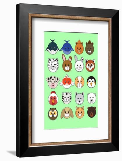 Mixed Lime Green - Animaru Cartoon Animal Print-Animaru-Framed Giclee Print