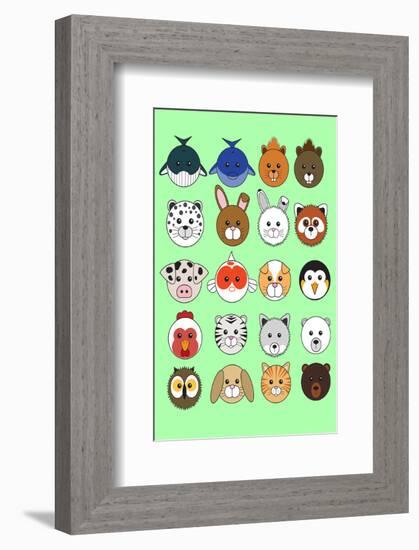 Mixed Lime Green - Animaru Cartoon Animal Print-Animaru-Framed Giclee Print