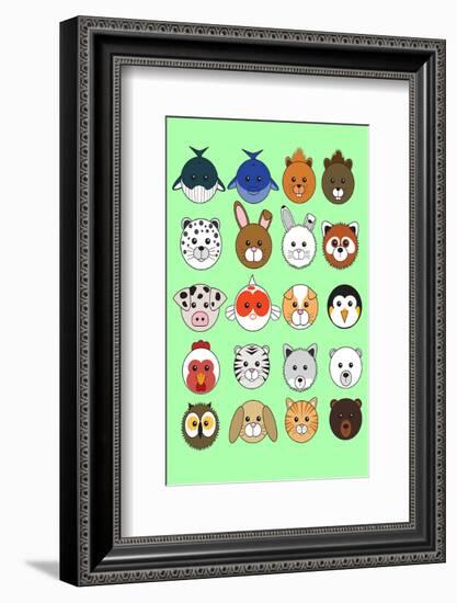 Mixed Lime Green - Animaru Cartoon Animal Print-Animaru-Framed Giclee Print