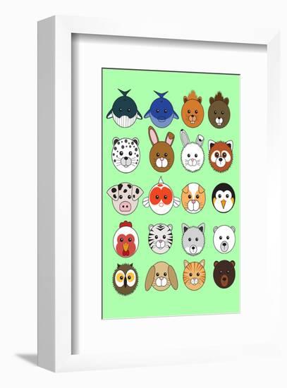 Mixed Lime Green - Animaru Cartoon Animal Print-Animaru-Framed Giclee Print