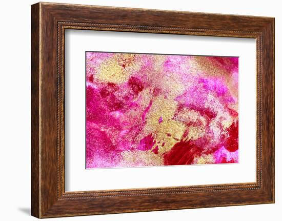 Mixed Paints - RUBY RED and Gold Metallic. Magic Unique Painting. Fantasy Abstract Art. Trendy Red-CARACOLLA-Framed Photographic Print