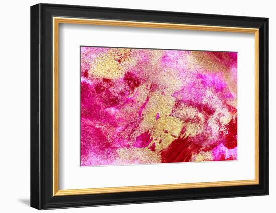 Mixed Paints - RUBY RED and Gold Metallic. Magic Unique Painting. Fantasy Abstract Art. Trendy Red-CARACOLLA-Framed Photographic Print