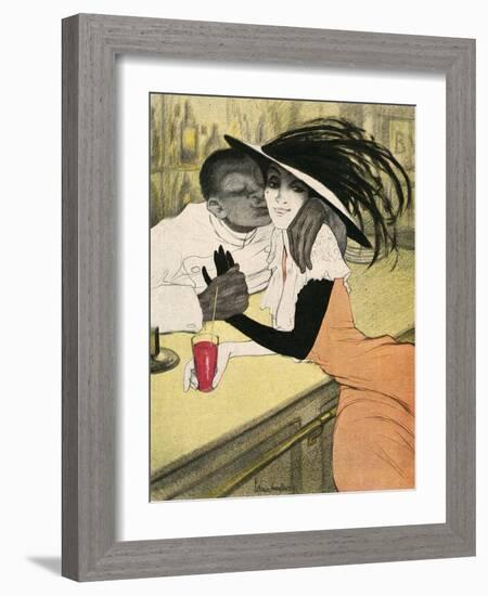 Mixed Race Couple, Cafe-Walter Schnackenberg-Framed Art Print