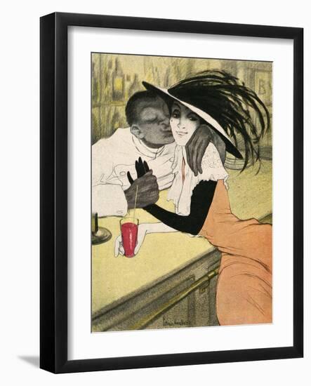 Mixed Race Couple, Cafe-Walter Schnackenberg-Framed Art Print