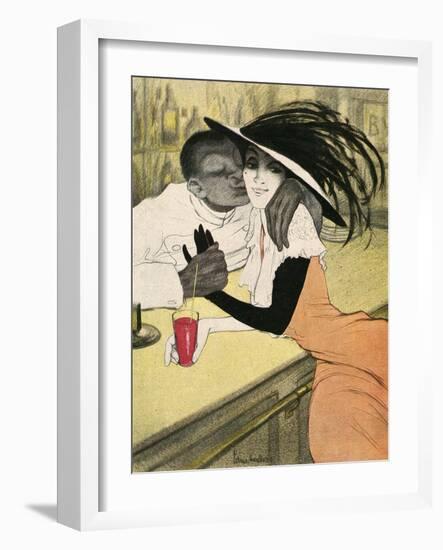 Mixed Race Couple, Cafe-Walter Schnackenberg-Framed Art Print