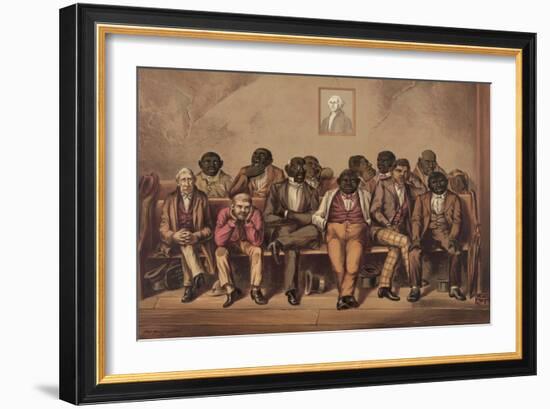 Mixed Race Jury Listens to the Evidence-null-Framed Art Print