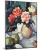 Mixed Roses in a Brown Vase with a Cup, Saucer and Apples, 1928-Samuel John Peploe-Mounted Giclee Print