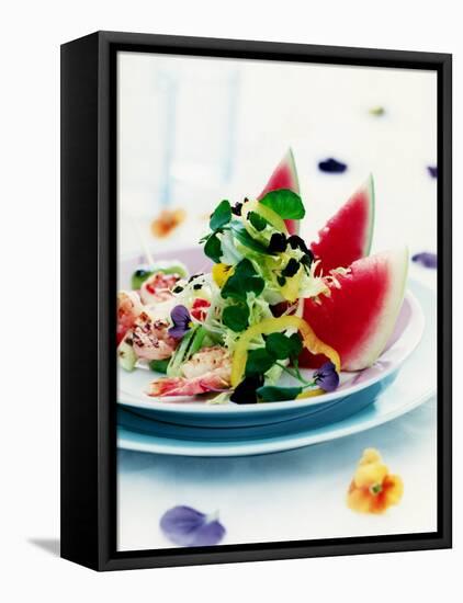 Mixed Salad with Shrimps and Watermelon-Alexander Van Berge-Framed Premier Image Canvas