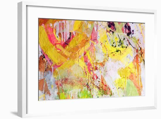 Mixed Technics, Expression Abstract Painting-dpaint-Framed Art Print