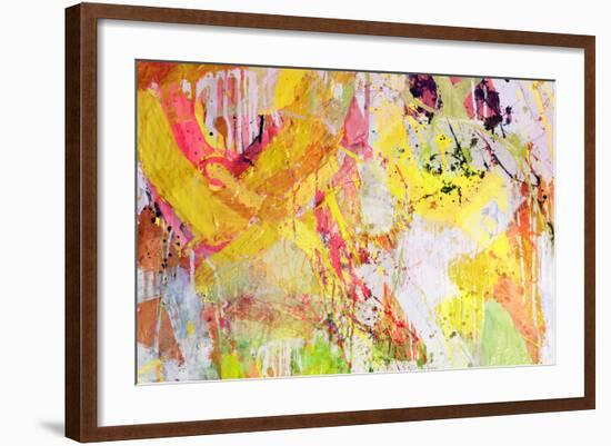 Mixed Technics, Expression Abstract Painting-dpaint-Framed Art Print