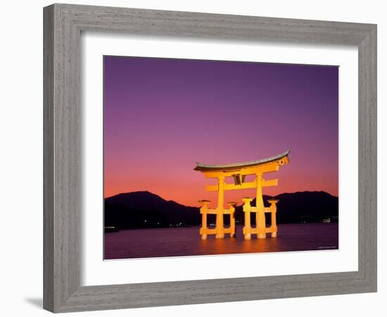 Miyajima Island, Itsukushima Shrine, Torii Gate, Night View, Honshu, Japan-Steve Vidler-Framed Photographic Print