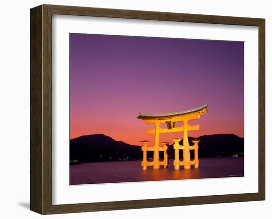 Miyajima Island, Itsukushima Shrine, Torii Gate, Night View, Honshu, Japan-Steve Vidler-Framed Photographic Print