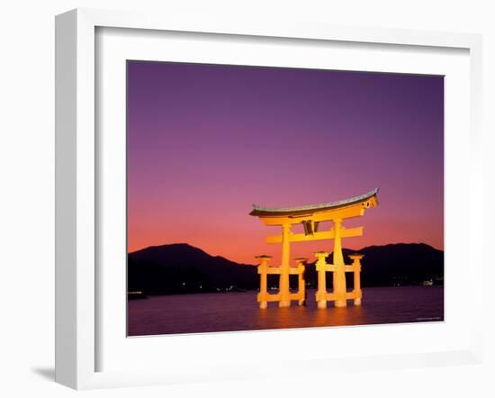 Miyajima Island, Itsukushima Shrine, Torii Gate, Night View, Honshu, Japan-Steve Vidler-Framed Photographic Print