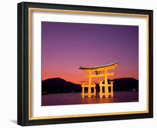 Miyajima Island, Itsukushima Shrine, Torii Gate, Night View, Honshu, Japan-Steve Vidler-Framed Photographic Print