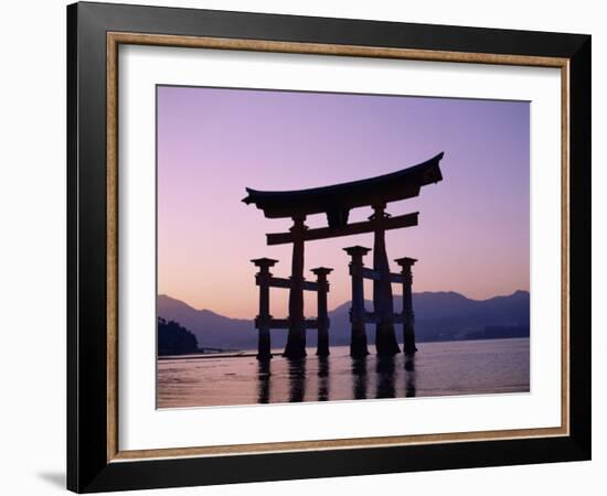 Miyajima Island / ItsUKushima Shrine / Torii Gate / Sunset, Honshu, Japan-Steve Vidler-Framed Photographic Print