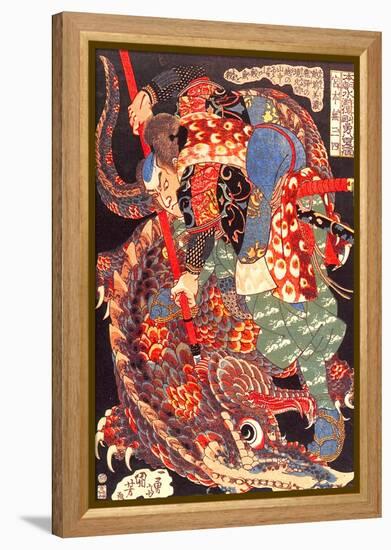Miyamoto Musashi Killing a Giant Nue-Kuniyoshi Utagawa-Framed Premier Image Canvas