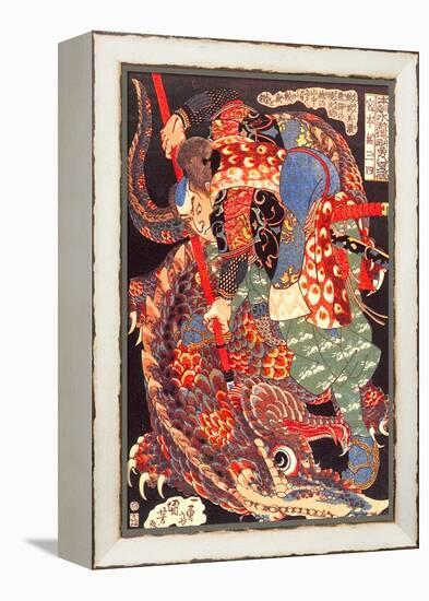 Miyamoto Musashi Killing a Giant Nue-Kuniyoshi Utagawa-Framed Premier Image Canvas