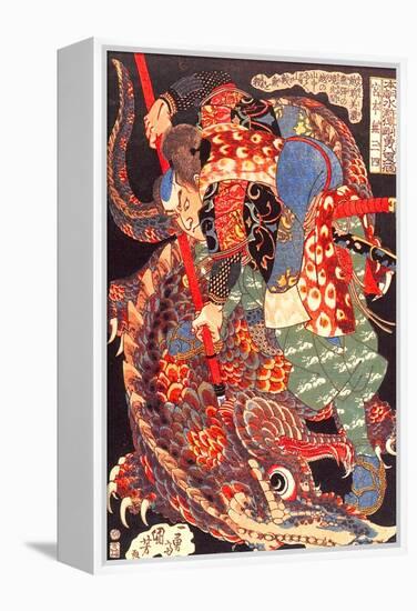 Miyamoto Musashi Killing a Giant Nue-Kuniyoshi Utagawa-Framed Premier Image Canvas