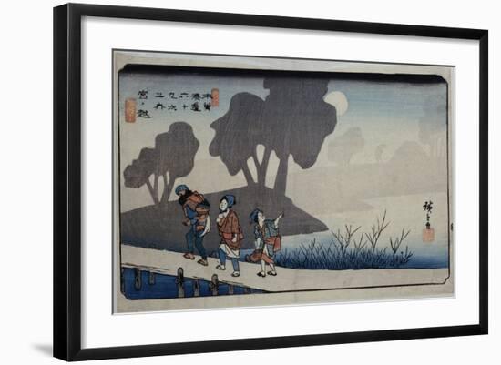 Miyanokoshi, Station 27', from the Series, 'Sixty-Nine Stations of the Kisokaido'-Utagawa Hiroshige-Framed Giclee Print