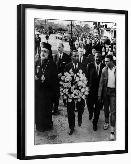 MLK Leads March for Slain Unitarian Minister 1965--Framed Photographic Print