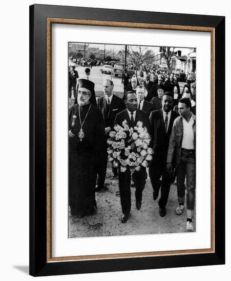 MLK Leads March for Slain Unitarian Minister 1965-null-Framed Photographic Print