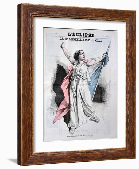 Mlle Agar Singing the Marseillaise, from the Front Cover of LEclipse, 28th August, 1870-André Gill-Framed Giclee Print