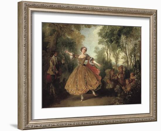 Mlle Camargo Dancing-Nicolas Lancret-Framed Art Print