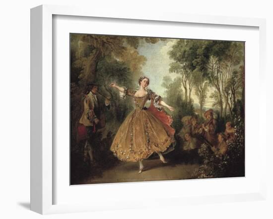 Mlle Camargo Dancing-Nicolas Lancret-Framed Art Print