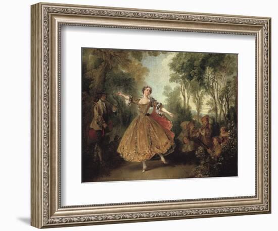 Mlle Camargo Dancing-Nicolas Lancret-Framed Art Print