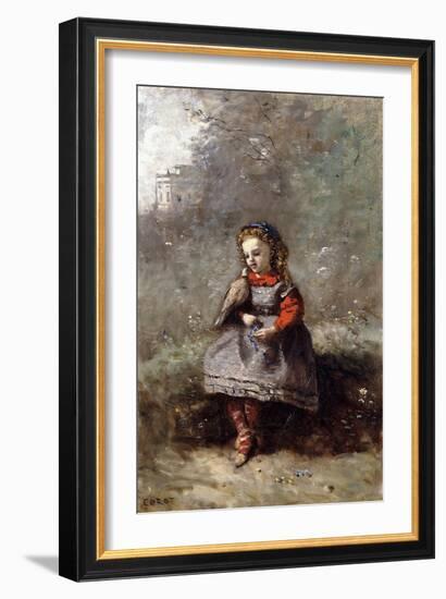 Mlle. Leotine Desavary Holding a Dove, 1872-Jean-Baptiste-Camille Corot-Framed Giclee Print