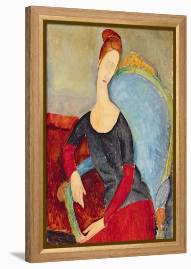 Mme Hebuterne in a Blue Chair, 1918-Amedeo Modigliani-Framed Premier Image Canvas