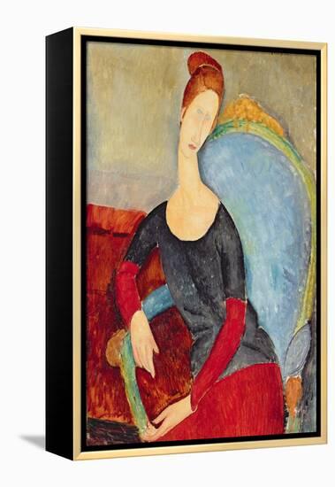 Mme Hebuterne in a Blue Chair, 1918-Amedeo Modigliani-Framed Premier Image Canvas