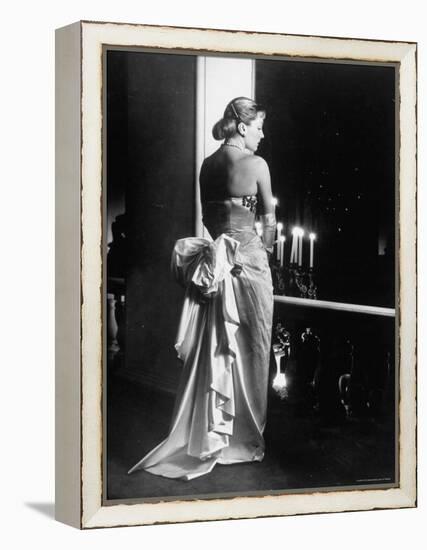 Mme. Jacques Fath Wearing Dress Designed by Her Husband for Their American Tour-Nina Leen-Framed Premier Image Canvas