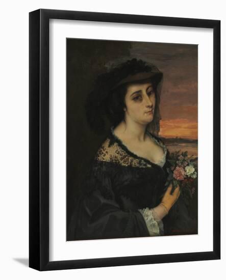 Mme L... (Laure Borreau), 1863 (Oil on Fabric)-Gustave Courbet-Framed Giclee Print