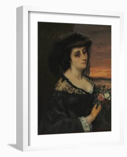 Mme L... (Laure Borreau), 1863 (Oil on Fabric)-Gustave Courbet-Framed Giclee Print
