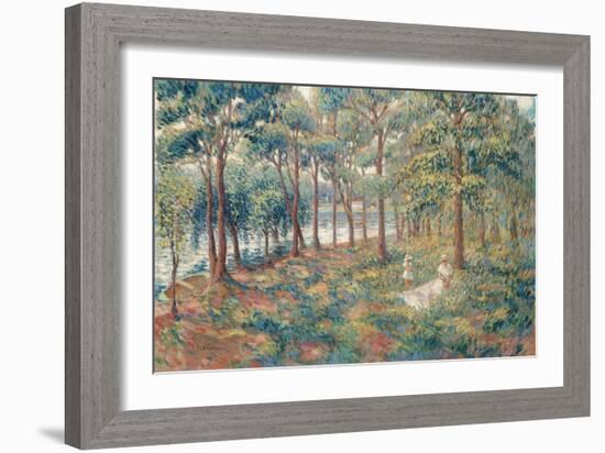 Mme, Lebasque with Her Daughter on the Bank of the River Marne, C. 1899-Henri Lebasque-Framed Giclee Print