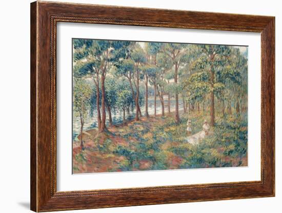 Mme, Lebasque with Her Daughter on the Bank of the River Marne, C. 1899-Henri Lebasque-Framed Giclee Print