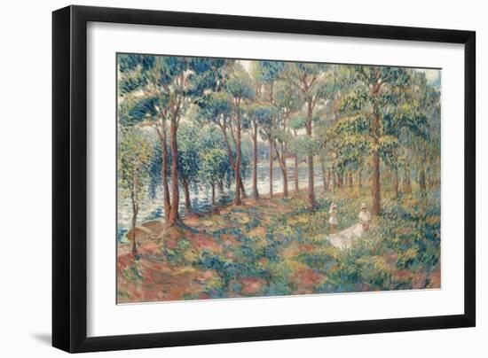Mme, Lebasque with Her Daughter on the Bank of the River Marne, C. 1899-Henri Lebasque-Framed Giclee Print