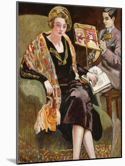 Mme Valtat and Her Son with a Banjo; Mme Valtat Et Son Fils Au Banjo, 1925 (Oil on Canvas)-Louis Valtat-Mounted Giclee Print