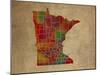 MN Colorful Counties-Red Atlas Designs-Mounted Giclee Print