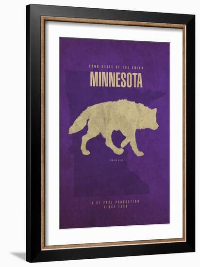 MN State Minimalist Posters-Red Atlas Designs-Framed Giclee Print