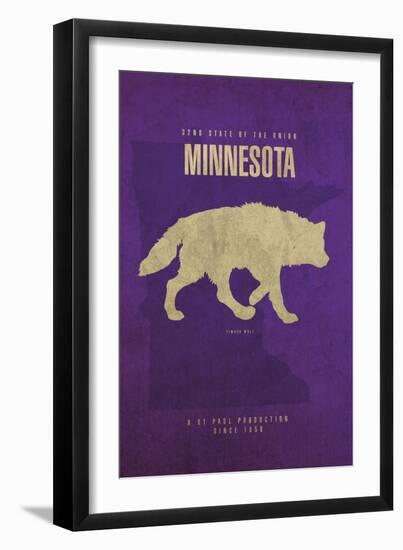 MN State Minimalist Posters-Red Atlas Designs-Framed Giclee Print